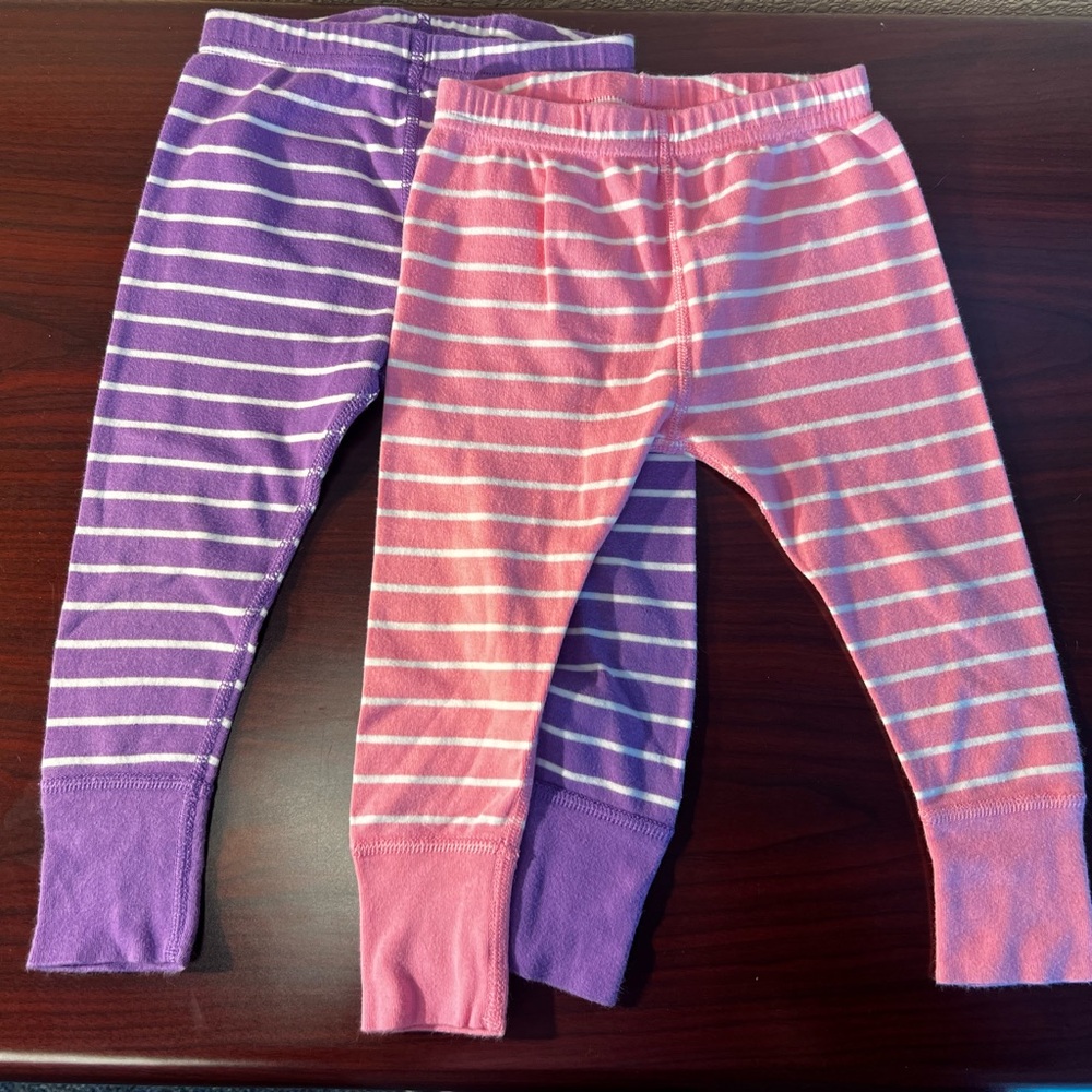 Hanna Andersson Striped Pink & Purple Baby/Toddler Leggings - 2 Pack
